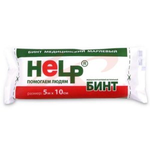 Изображение Хелп бинт медицинский марлевый не стерильный 5мх10см и/у Хелп бинт медицинский марлевый не стерильный 5мх10см и/у. Фото
