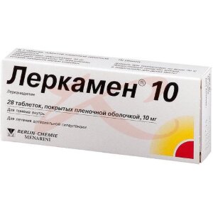 Леркамен 10 таблетки покрытые пленочной оболочкой 10мг №28. Фото