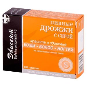 Изображение Эвисент пивные дрожжи таблетки №100 с серой Эвисент пивные дрожжи таблетки №100 с серой. Фото