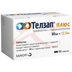 Телзап плюс таблетки 12,5мг + 80мг №90. Фото