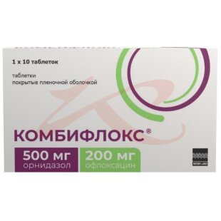 Комбифлокс таблетки покрытые пленочной оболочкой 500мг + 200мг №10. Фото