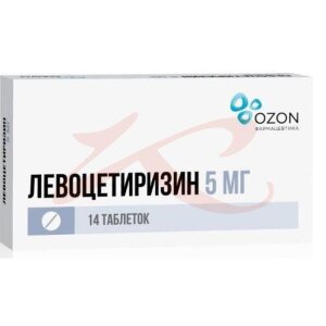 Изображение Левоцетиризин таблетки покрытые пленочной оболочкой 5мг №14 Левоцетиризин таблетки покрытые пленочной оболочкой 5мг №14. Фото