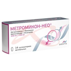 Метромикон-нео суппозитории вагинальные 500мг + 100мг №14. Фото
