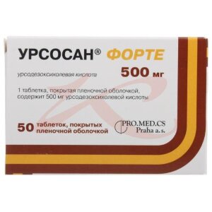 Урсосан форте таблетки покрытые пленочной оболочкой 500мг №50. Фото