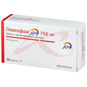 Глюкофаж лонг таблетки с пролонгированным высвобождением 750мг №60. Фото