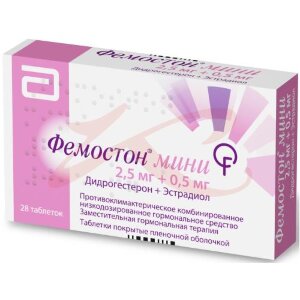 Фемостон мини таблетки покрытые пленочной оболочкой 2,5мг + 0,5мг №28. Фото