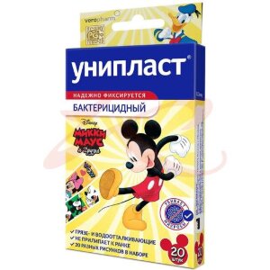 Унипласт лейкопластырь бактерицидный №20 микки маус. Фото