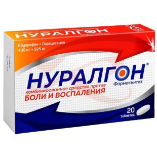 Изображение Нуралгон фармасинтез таблетки покрытые пленочной оболочкой 400мг + 325мг №20 Нуралгон фармасинтез таблетки покрытые пленочной оболочкой 400мг + 325мг №20. Фото