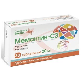 Изображение Мемантин-сз таблетки покрытые пленочной оболочкой 20мг №30 Мемантин-сз таблетки покрытые пленочной оболочкой 20мг №30. Фото