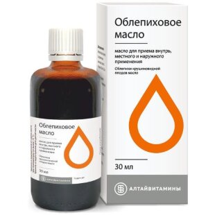 Облепиховое  масло для приема внутрь местного и наружного применения 30мл. Фото