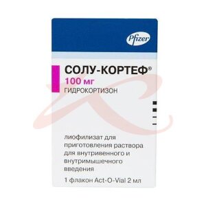 Солу-кортеф лиофилизат для приготовления раствора для внутривенного и внутримышечного введения 100мг №1  + 2мл растворителя. Фото