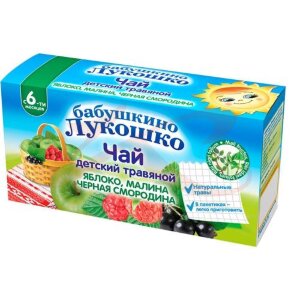 Бабушкино лукошко чай травяной 1г №20 детский яблоко + малина + черн.смород. 6мес +. Фото