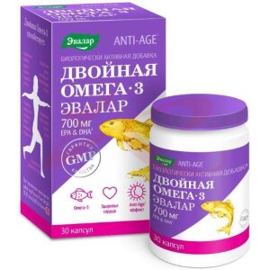 Эвалар анти-эйдж двойная омега-3 капсулы 700мг №30 бад. Фото