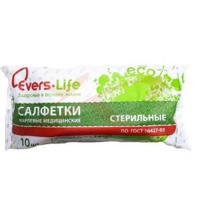 Эверс лайф салфетки марлевые стерильные №10 2-х сл 16х14см. Фото