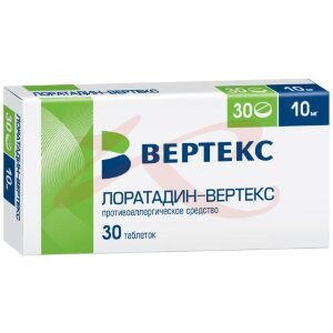 Изображение Лоратадин-вертекс таблетки 10мг №30 Лоратадин-вертекс таблетки 10мг №30. Фото