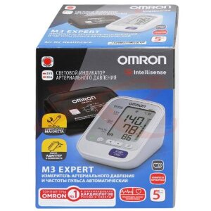 Омрон m3 эксперт тонометр автомат на плечо с адаптером и манжетой easy cuff (22-42 см) /арт.hem 7132-alru/. Фото