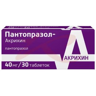 Пантопразол-акрихин таблетки кишечнорастворимые покрытые пленочной оболочкой 40мг №30. Фото
