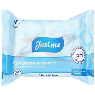 Джаст ми салфетки для интимной гигиены №25 с экстрактом хлопка. Фото