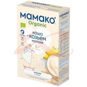 Мамако органик каша 200г рисовая с бананом на козьем молоке. Фото