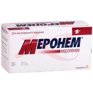 Меронем порошок для приготовления раствора для внутривенного введения 1000мг №10. Фото