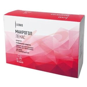 Макрогол лекас порошок для приготовления раствора для приема внутрь 4г №20. Фото