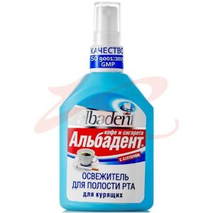 Альбадент освежитель полости рта 35мл д/курящ кофе + сигарета азулен. Фото