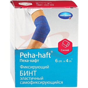 Пеха-хафт бинт когезивный самофикс 6смх4м синий. Фото