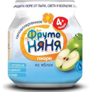 Фрутоняня пюре 110/100г. яблоко натур. 4 + мес.. Фото