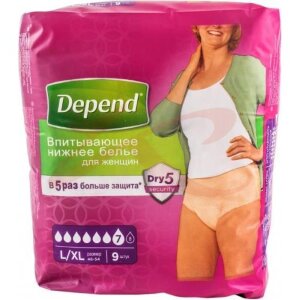 Депенд нижнее белье впитывающее №9 д/жен l/xl разм 46-54. Фото