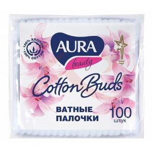 Аура бьюти палочки ватные №100 п/э. Фото