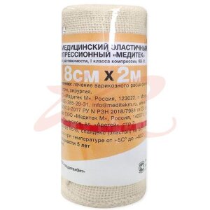Медитек бинт медицинский эластичный 1кл кв 01 8смх2м вр. Фото