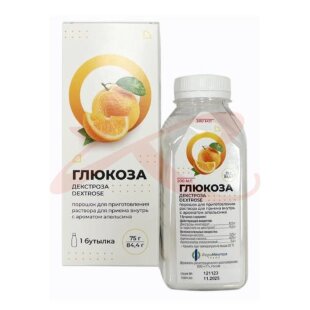 Глюкоза порошок для приготовления раствора для приема внутрь 75г/84,4г аромат апельсина. Фото
