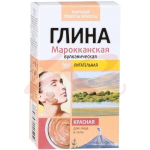Глина красная марокканская вулкан. питат.100г. кор. /фитокосметик/. Фото