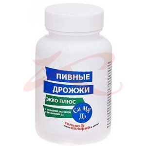 Пивные дрожжи экко плюс таблетки №100 кальций + магний + витамин д3. Фото
