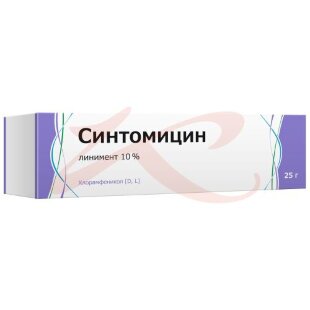Синтомицин линимент для местного применения 10% 25г. Фото