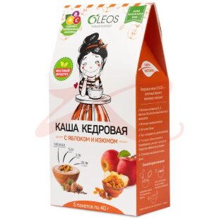 Олеос каша 40г №5 кедровая с яблоком и изюмом. Фото