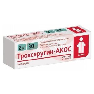 Изображение Троксерутин-акос гель для наружного применения 2% 30г Троксерутин-акос гель для наружного применения 2% 30г. Фото