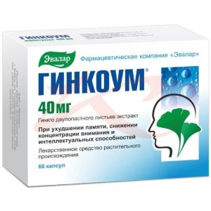 Изображение Гинкоум капсулы 40мг №60 Гинкоум капсулы 40мг №60. Фото