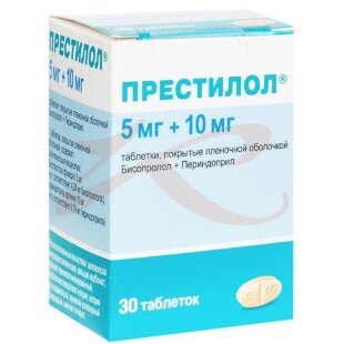 Престилол таблетки покрытые пленочной оболочкой 5мг + 10мг №30. Фото