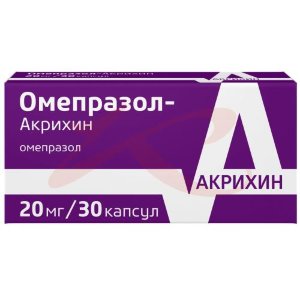 Изображение Омепразол-акрихин капсулы кишечнорастворимые 20мг №30 Омепразол-акрихин капсулы кишечнорастворимые 20мг №30. Фото