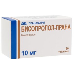 Бисопролол-прана таблетки покрытые пленочной оболочкой 10мг №60. Фото