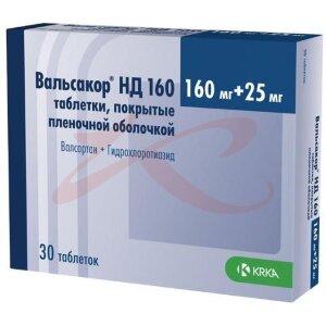 Вальсакор нд160 таблетки покрытые пленочной оболочкой 160мг + 25мг №30. Фото