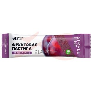 Авс хэлси фуд батончик 27г пастила фрукт яблоко + слива. Фото