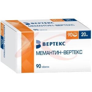 Мемантин-вертекс таблетки покрытые пленочной оболочкой 20мг №90. Фото