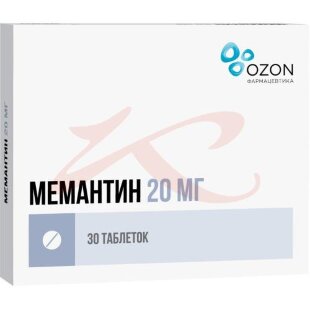 Мемантин таблетки покрытые пленочной оболочкой 20мг №30. Фото