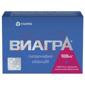 Виагра таблетки покрытые пленочной оболочкой 100мг №4. Фото