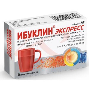 Ибуклин экспресс порошок для приготовления раствора для приема внутрь 400мг + 325мг 5г №6. Фото