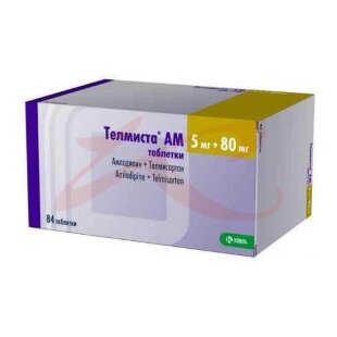 Телмиста ам таблетки 5мг + 80мг №84. Фото