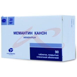 Мемантин канон таблетки покрытые пленочной оболочкой 20мг №90. Фото