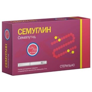 Семуглин раствор для подкожного введения 0,25/0,5 мг/доза 3мл /в комплекте с иглами - 8 шт/. Фото
